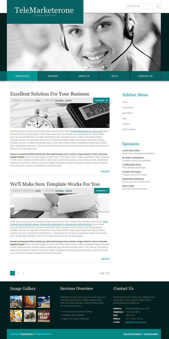Free TeleMarketerone Website Template