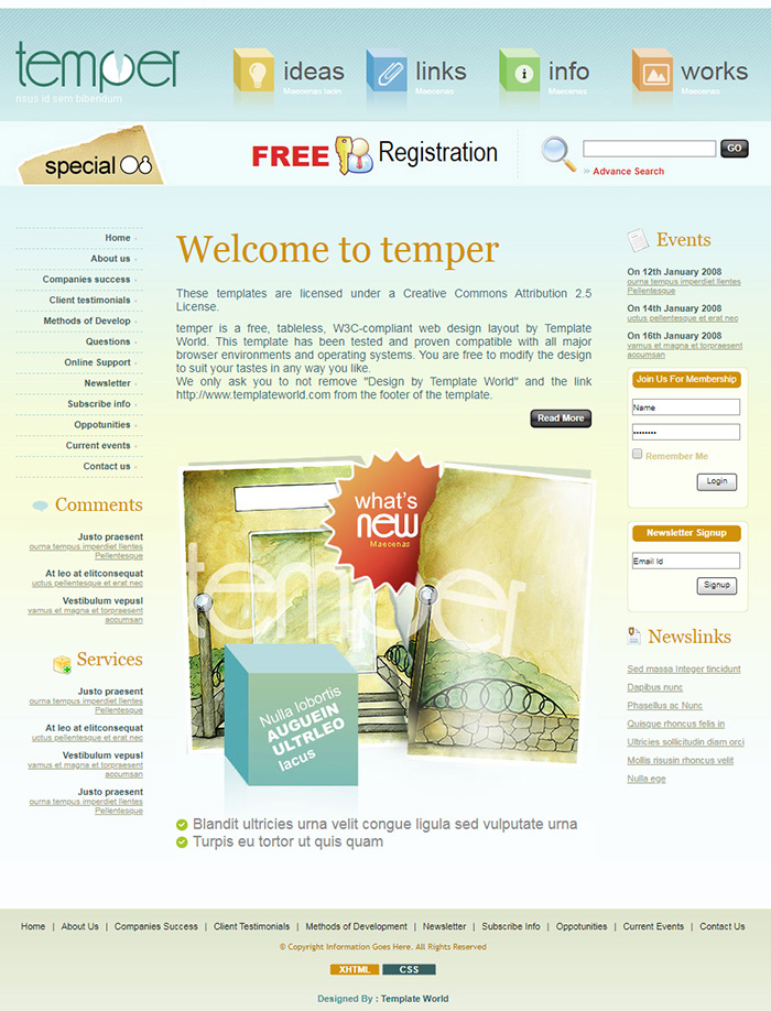 Free Temper Website Template