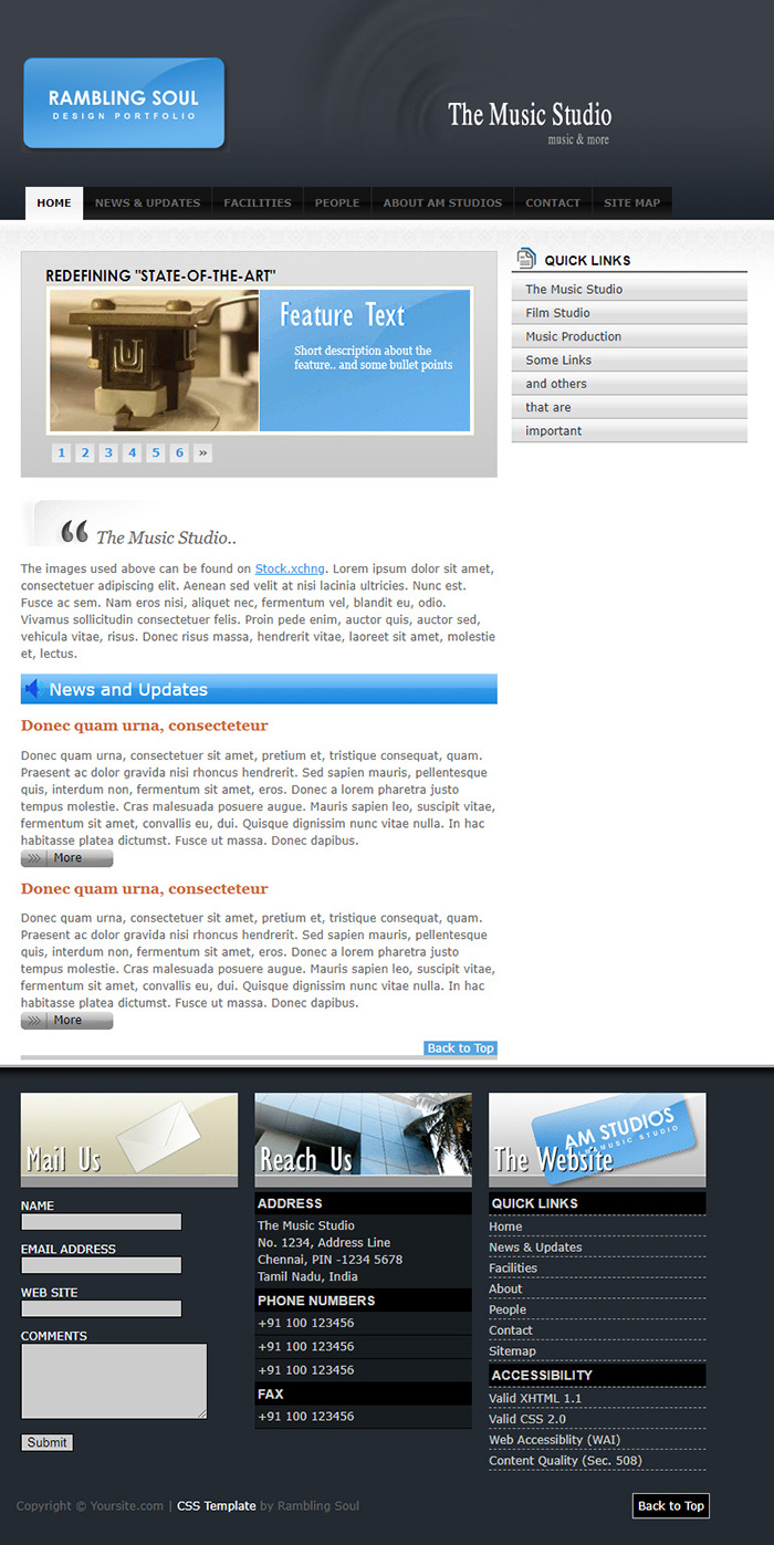 Free The Music Studio Website Template