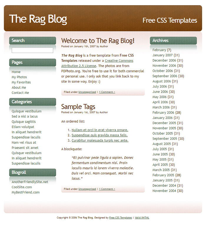 Free The Rag Blog Website Template