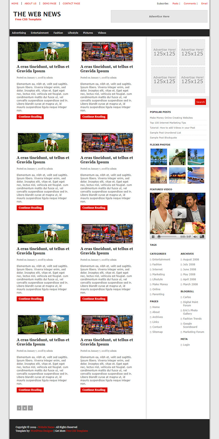 Free The Web News Website Template