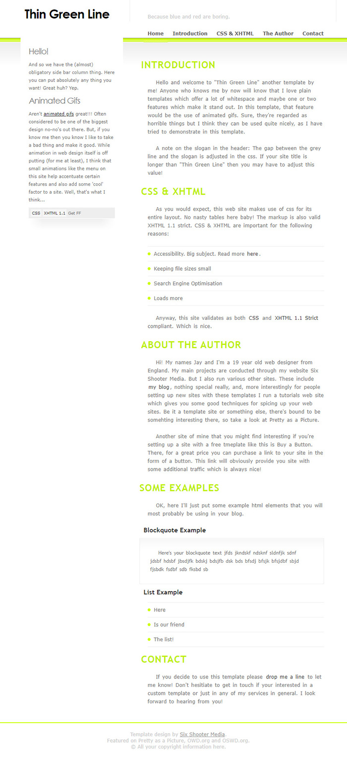 Free Thin Green Line site Template Free site Templates, HTML5
