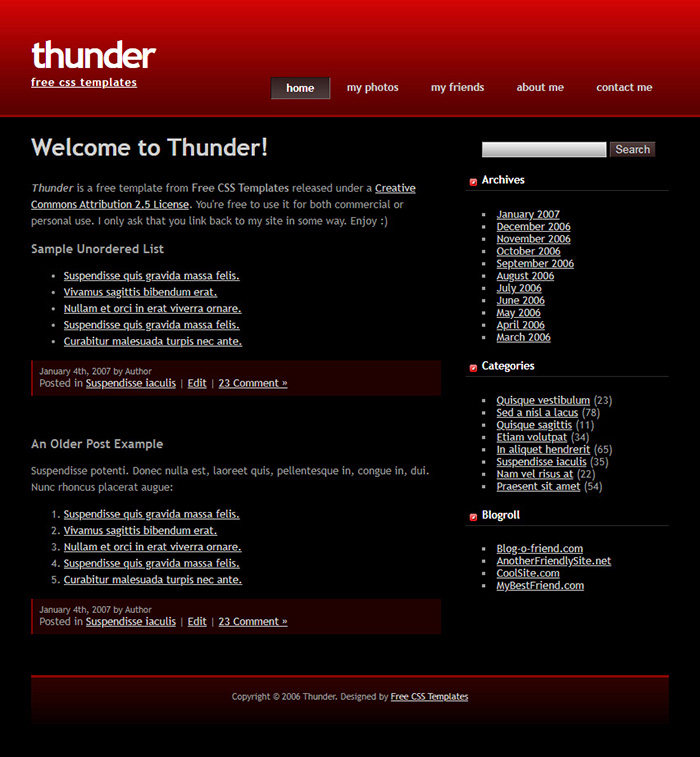 Free Thunder Website Template