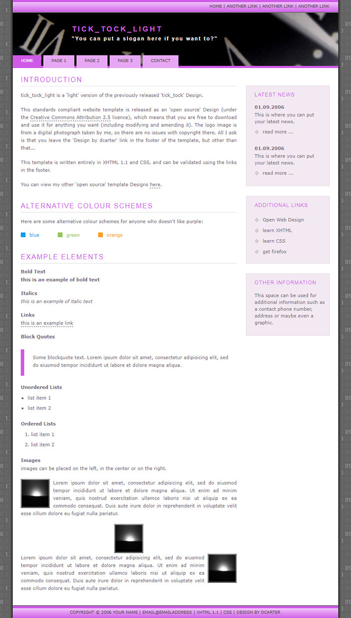 Free Tick Tock Light Website Template