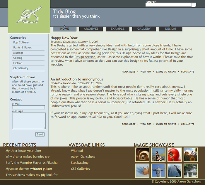 Free Tidy Blog Website Template