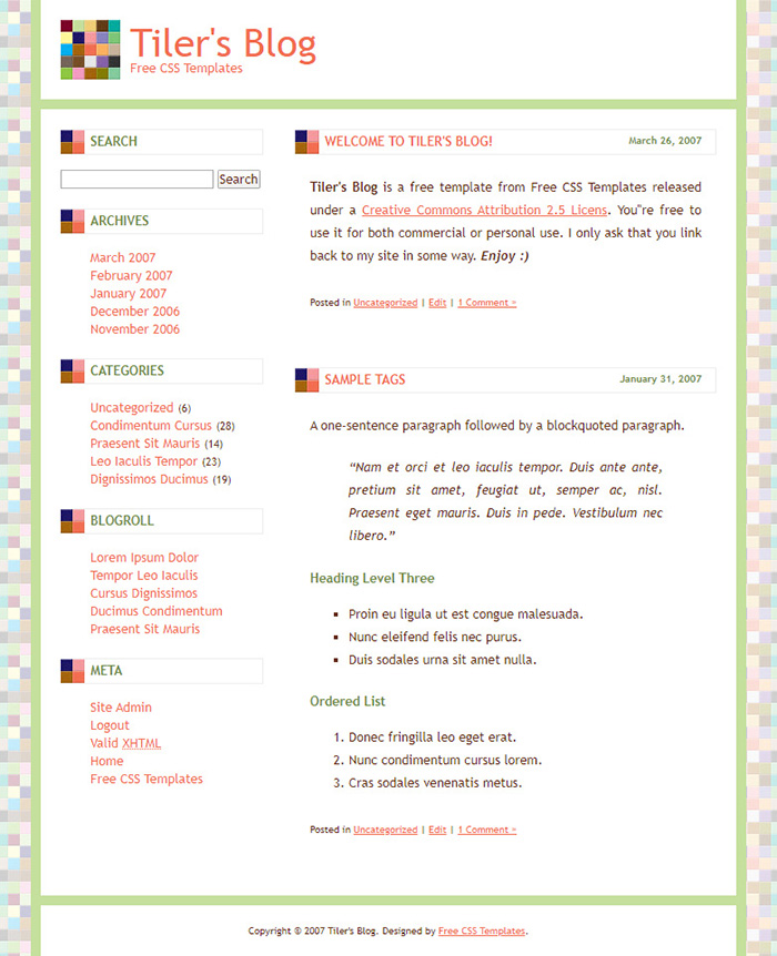 Free Tiler's Blog Website Template