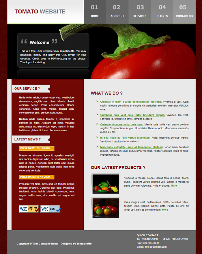 Free Tomato Website Template