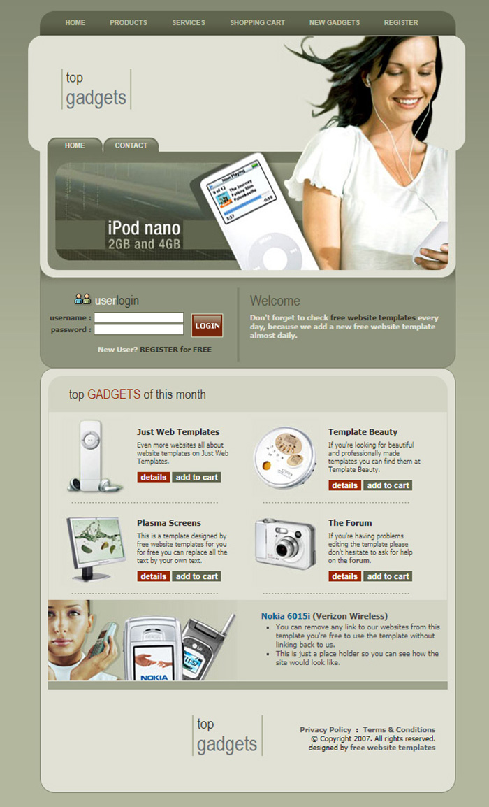 Free Top Gadgets Website Template