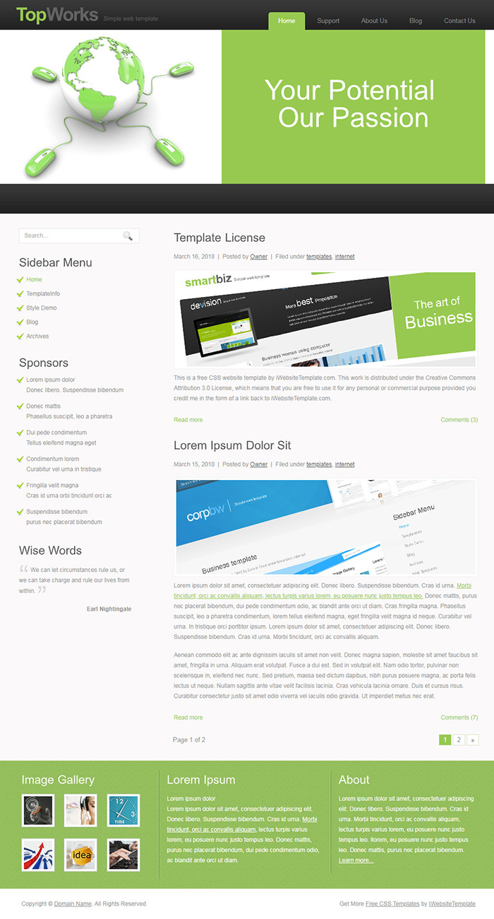 Free TopWorks Website Template