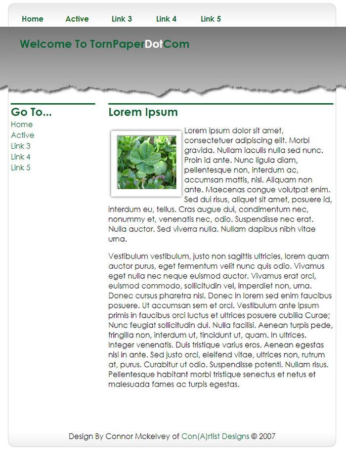 Free TornPaperDotCom Website Template