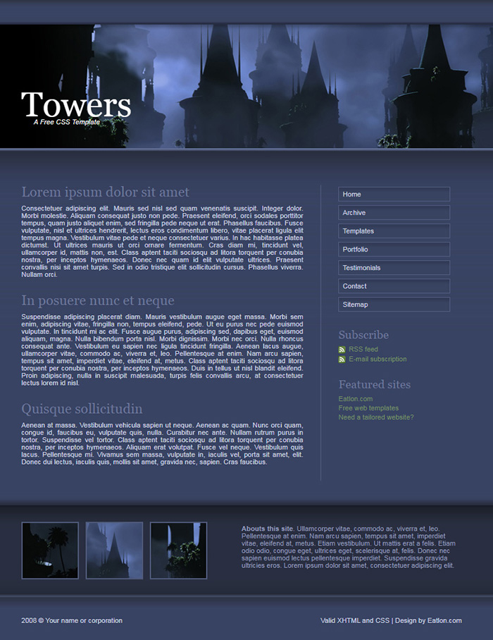 Free Towers Website Template