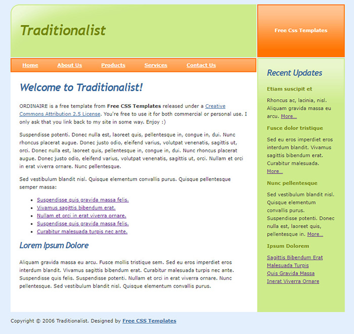 Free Traditionalist Website Template