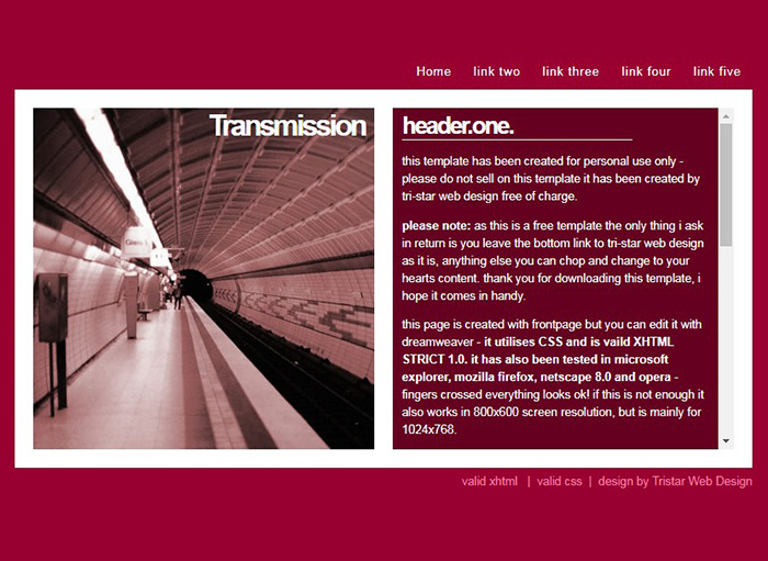 Free Transmission Website Template