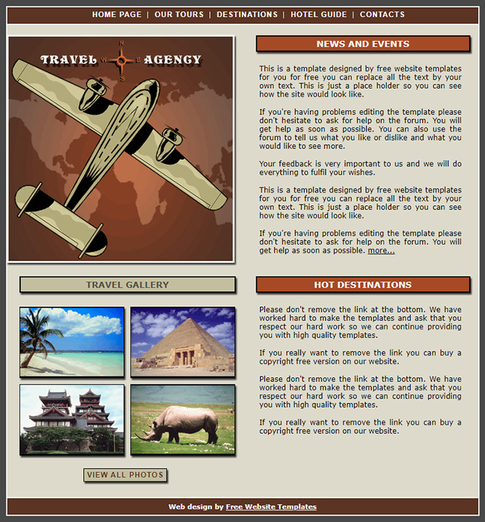 Free Travel Agency Website Template