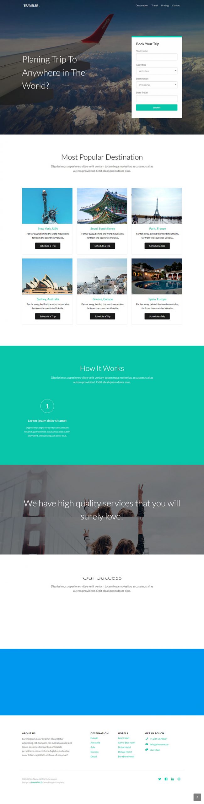 Free Traveler Website Template