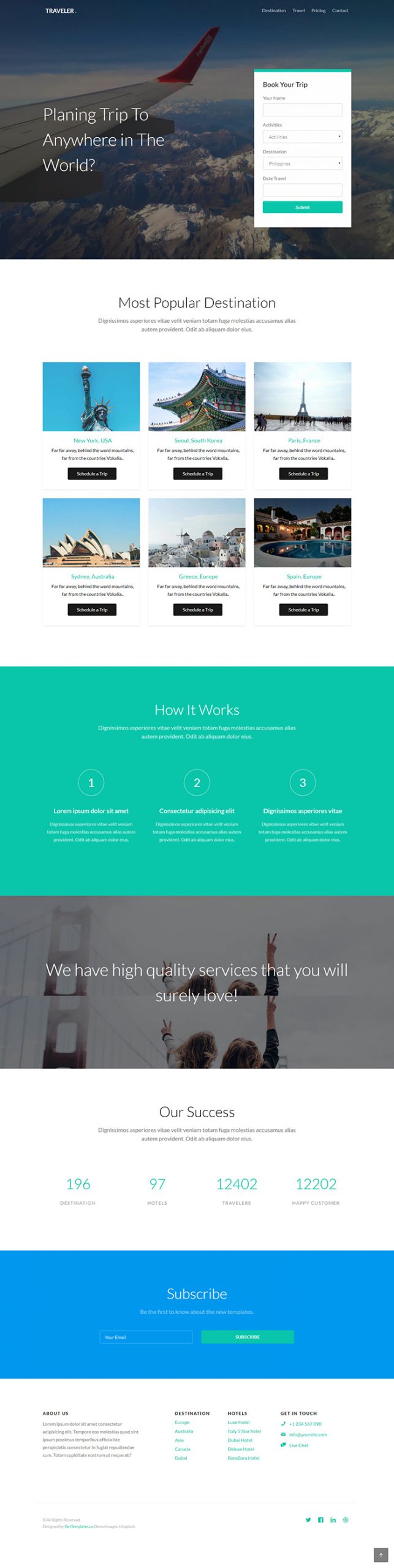 Free Traveler Website Template