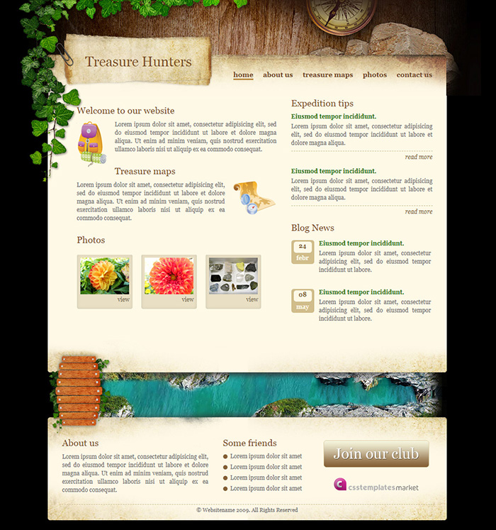 Free Treasure Hunters Website Template