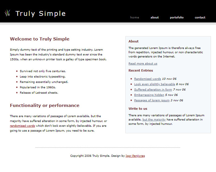 Free Truly Simple Website Template