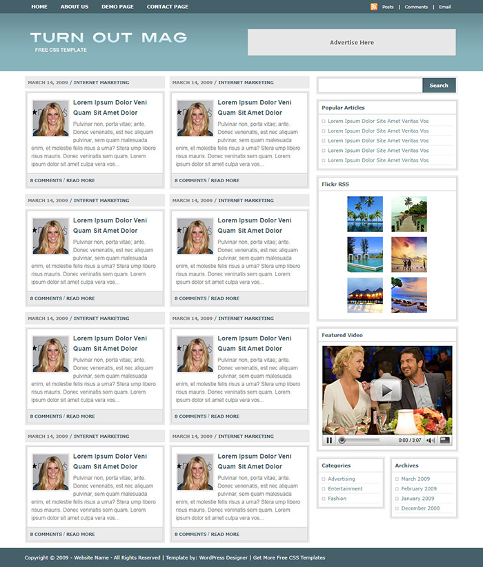 Free Turn Out Mag Website Template