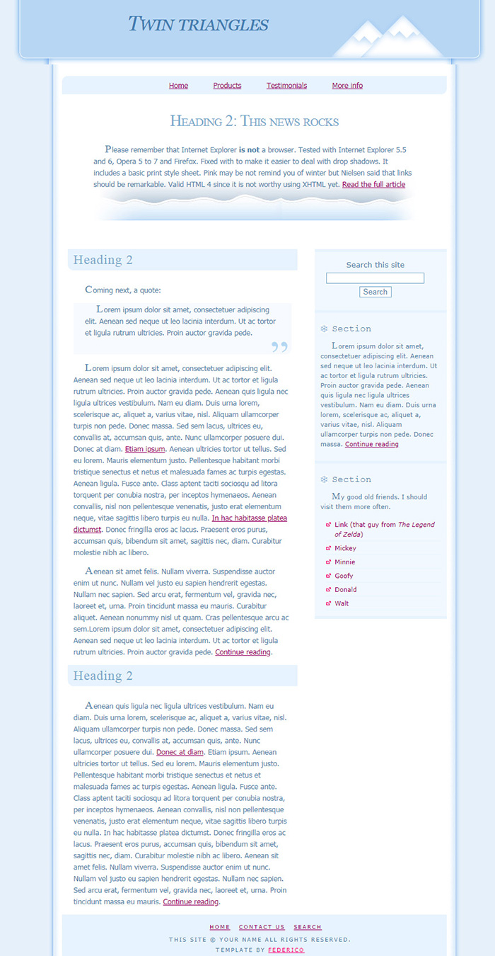 Free Twin Triangles Website Template