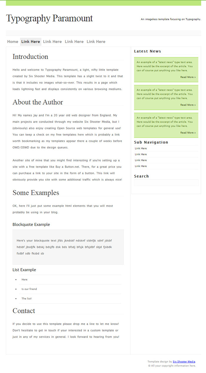 Free Typography Paramount Website Template