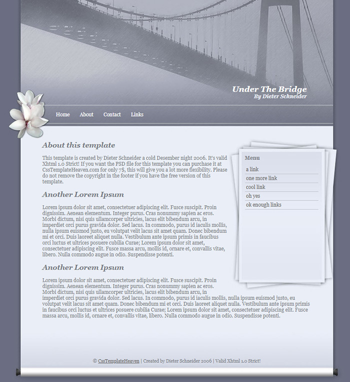 Free Under The Bridge Website Template