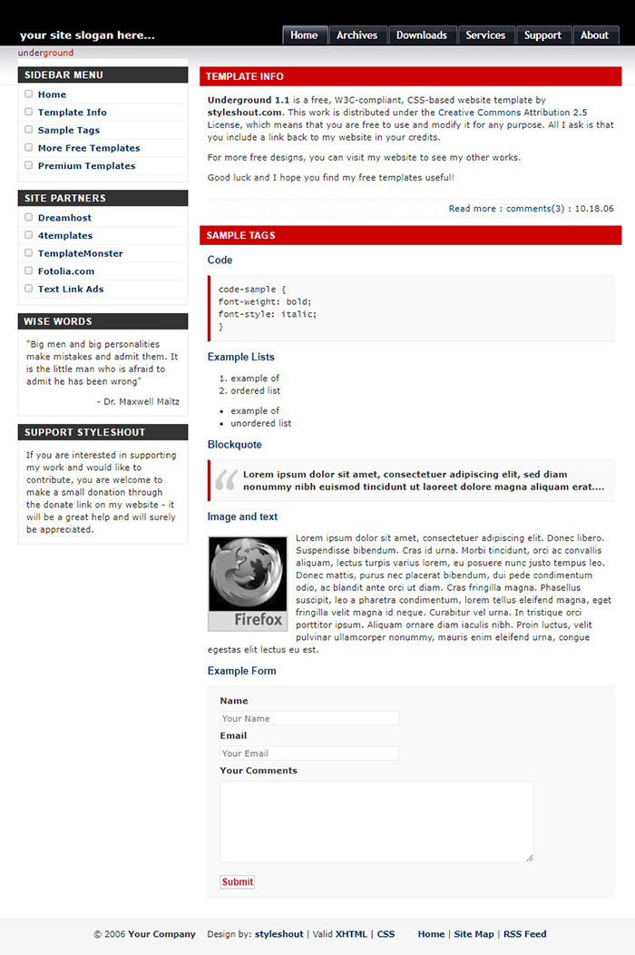 Free Underground 1.1 Website Template