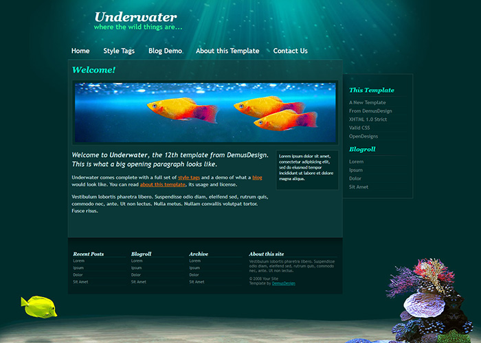 Free Underwater Website Template