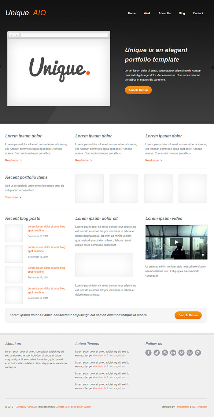Free Unique AIO Website Template
