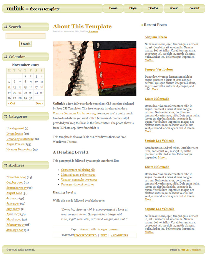 Free Unlink Website Template