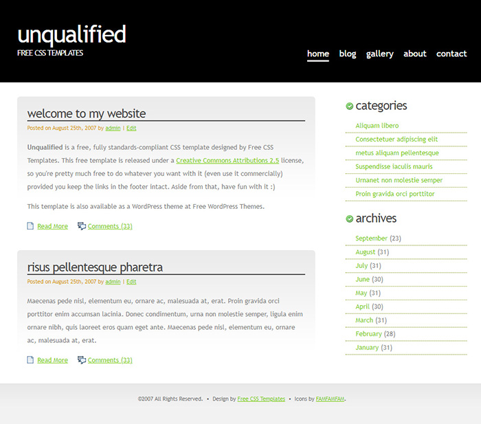 Free Unqualified Website Template