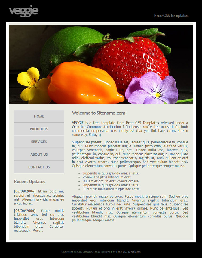 Free Veggie Website Template