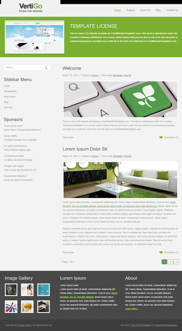 Free Vertigo Website Template
