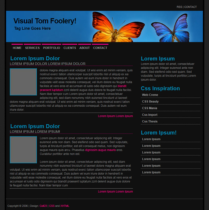 Free Visual Tom Foolery Website Template