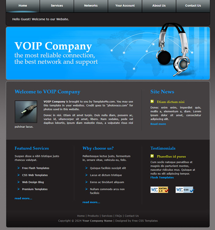 Free VOIP Company Website Template