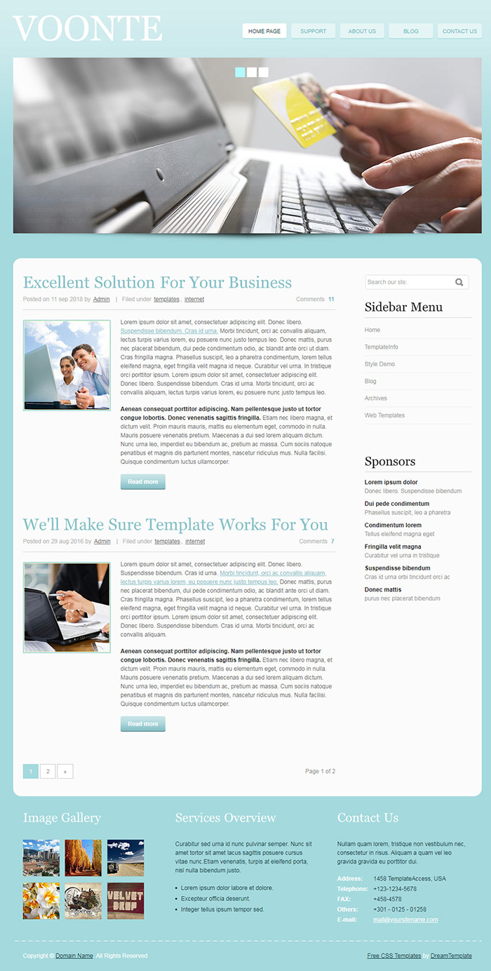 Free Voonte Website Template