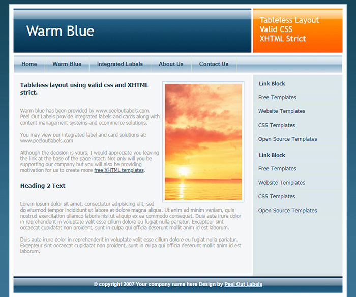 Free Warm Blue Website Template