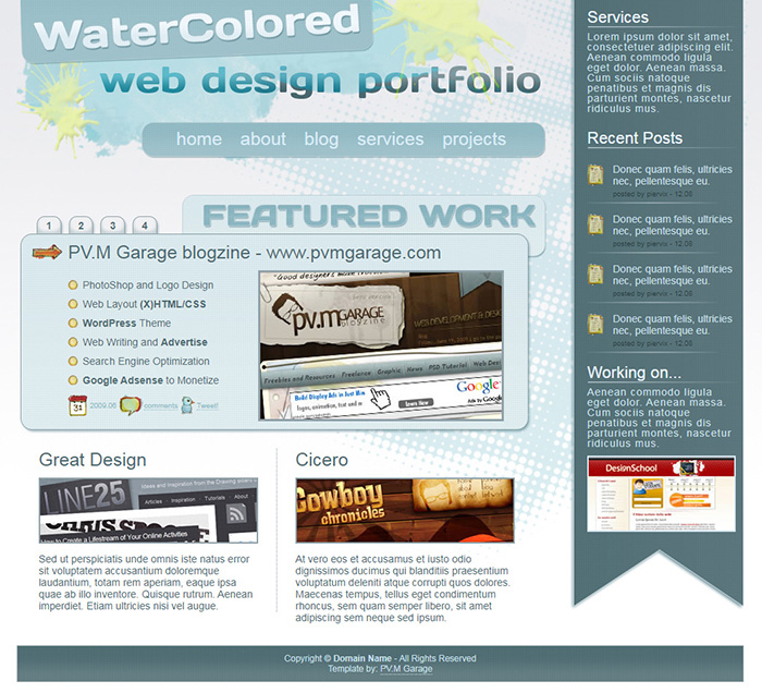 Free WaterColored Portfolio Website Template