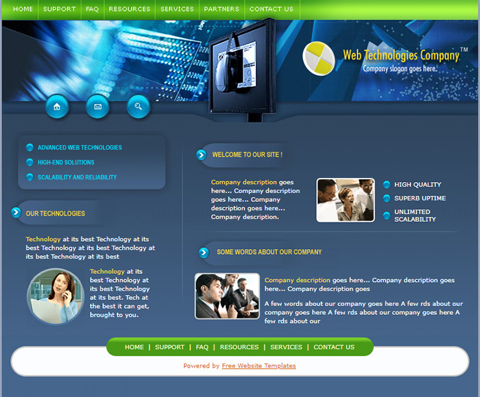 Free Web Technologies Website Template