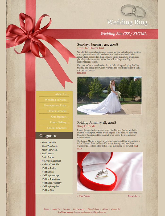 Free Wedding Ring Website Template