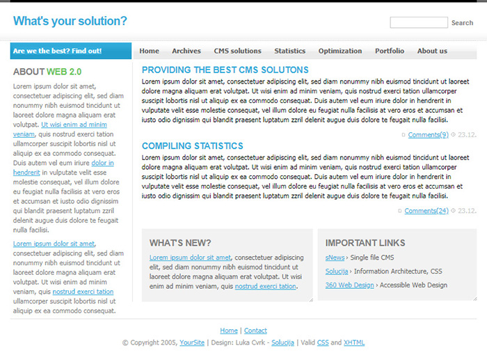 Free What's Your Solution Website Template