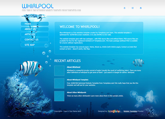 Free Whirlpool Website Template