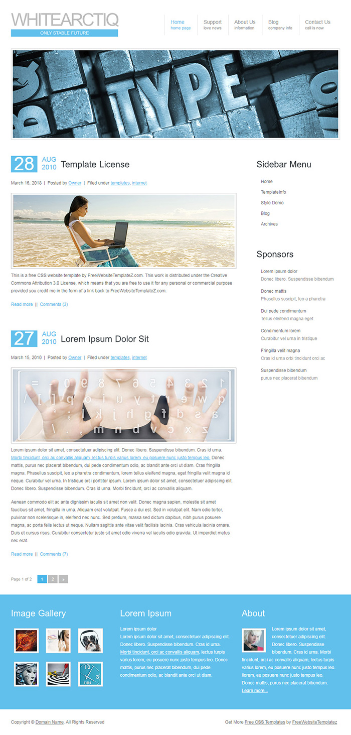 Free WhiteArctiq Website Template