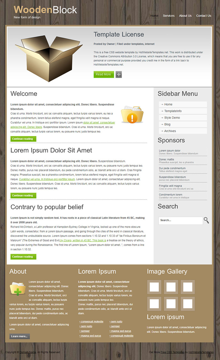 Free WoodenBlock Website Template