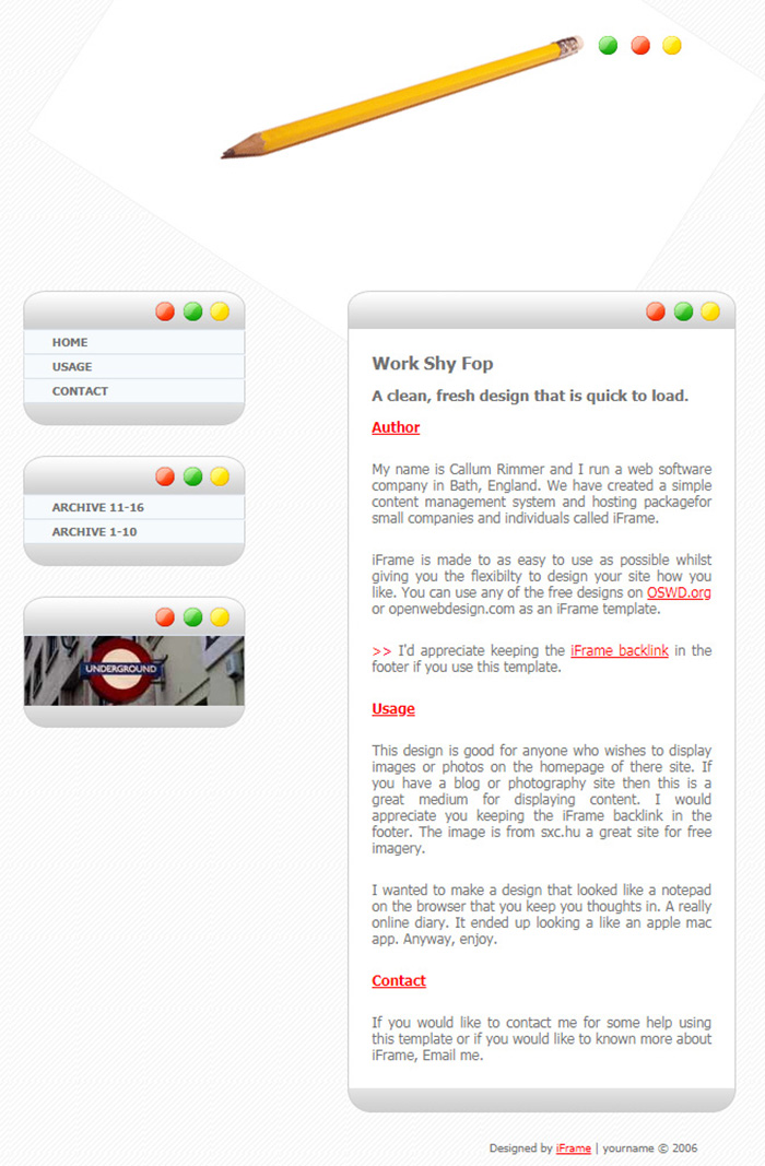 Free Work Shy Fop Website Template
