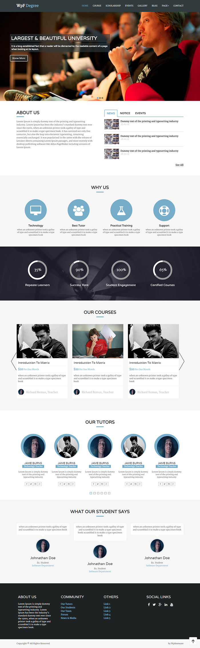 Free WpF Degree Website Template