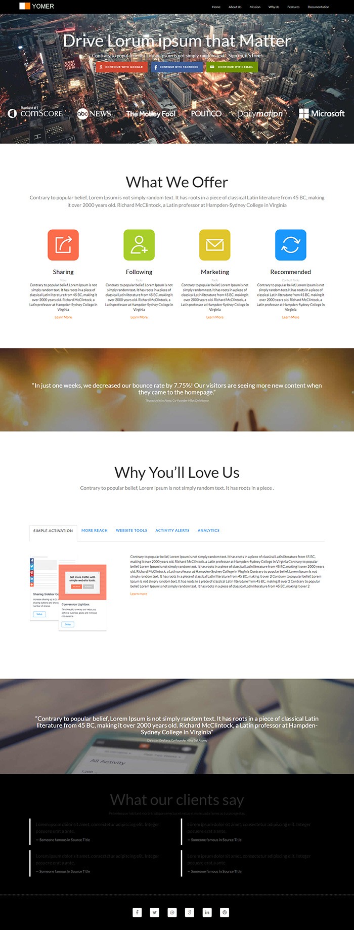 Free Yomer Website Template