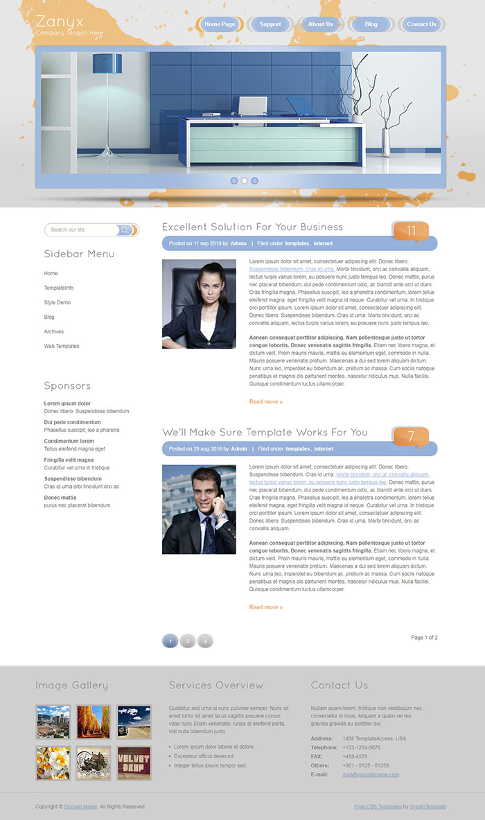 Free Zanyx Website Template
