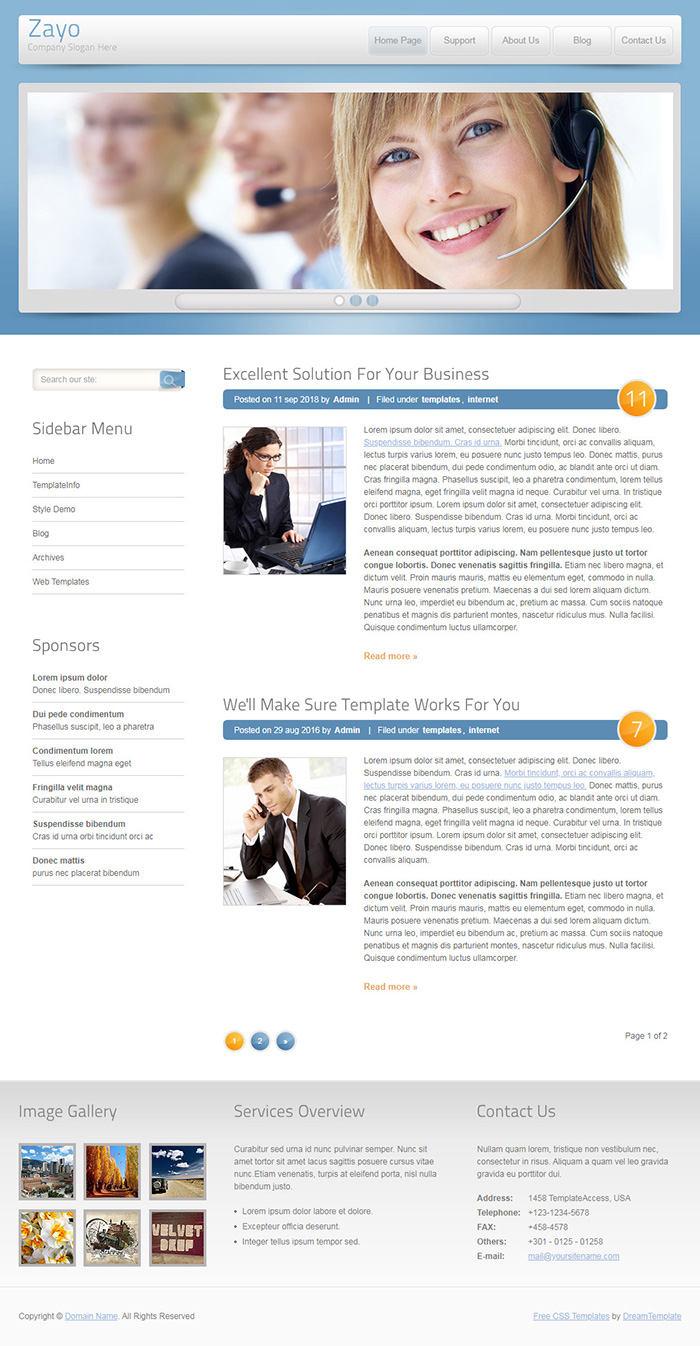 Free Zayo Website Template - Free Website Templates, HTML5 & CSS ...