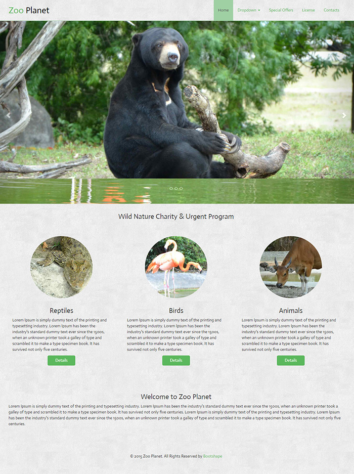 Free Zoo Planet Website Template